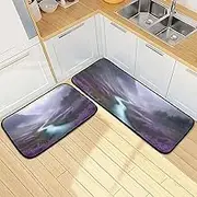 XYMZR Kitchen Mat Valender Landscape River for Floor, 2 Piece, Non Slip Washable Kitchen Rugs for Kitchen & Home Decor, Sink, Bathroom 19.7” x 27.6” + 19.7” + 47.2”