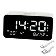 Digital Rechargeable Snooze Alarm Clock and Visual Countdown Timer for White