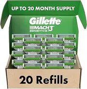 Gillette Mach3 Sensitive Mens Razor Blade Refills, 20 Count, Designed for Sensitive Skin