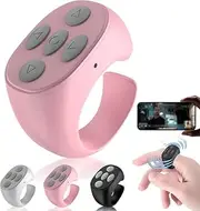 2025 New Fingertip Wireless Bluetooth Remote Control, Remote Control Page Turner Bluetooth Scroller Ring, Short Video and Music Camera Shutter Remote Controller Scrolling Ring (Pink)