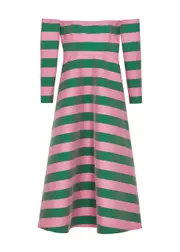 Bernadette Edie Striped Taffeta Maxi Dress - Pink - 42 (UK14 / L) 42 (UK14 / L)