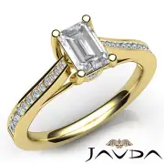 Women's Emerald Diamond Engagement Channel Trellis Setting Ring GIA E VS1 1.02Ct
