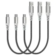 Short USB C Cable 30Cm - 3 Pack Fast Charging USB a to Type C Cord Nylon Braide