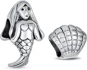 [Bling Jewelry] Nautical Travel Honeymoon Beach Tropical Vacation Happy Sand Starfish Clam Shell Lobster Crab Bead Charm For Women Teen .925 Sterling Silver Fits European Bracelet