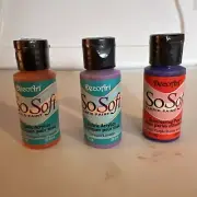 SoSoft Fabric Acrylic Paint 1oz Tangelo Orange Lavender Grape Purple Lot Of 3