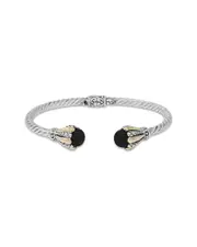 Samuel B. 18K & Silver 4.68 ct. tw. Onyx Twisted Cable Bangle Bracelet