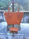 Michael Kors Lady Womens Leather Shoulder Tote Bag Handbag Purse + Wallet Bifold