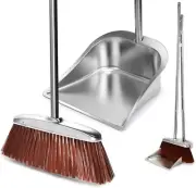 Broom and Dustpan Set for Home, 56" Upright Long Handle Broom and Dustpan Set