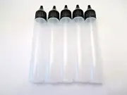 New 30ml LDPE Plastic Squeezable Long Dropper Bottles w/ Black Cap Lot of 5