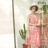 在飛比找momo購物網優惠-【Diffa】紅白花背心連身洋裝-女