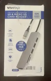 Vivitar SD And Micro SD Card Reader USB Type C Hub 6-in-1