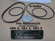4 BELT KIT FITS NAKAMICHI TAPE DECK 480 Z 481 Z 482 Z (LOT OF FOUR BELTS) NEW!