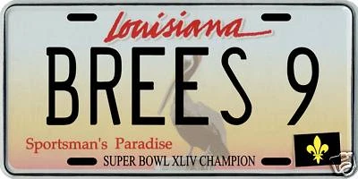New Orleans Saints Drew Brees metal License plate