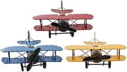 ABOOFAN 3Pcs Vintage Iron Airplane Model Retro Metal Plane Decor for Home Office Events Unique Craftsmanship Blue Yellow Red for Dining Table Birthday Decorations