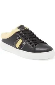 $390 - Cavalli Class Faux Shearling Lined Mule Sneaker in Black Size 6