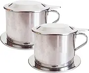 Vietnamese Coffee Dripper, 2 Sets Stainless Steel Coffee Dripper with Lid, Filter & Tray, Slow Drip Coffee Maker for Vietnamese Coffee