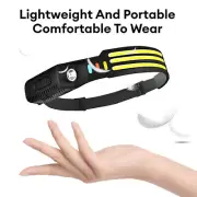 230° Wide Beam Headlamp - Rechargeable LED Light with Motion Sensor, Waterproof
