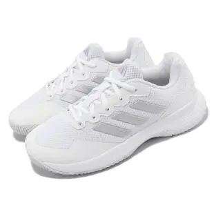 【adidas 愛迪達】網球鞋 GameCourt 2 W 女鞋 白 灰 硬地 緩衝 基本款 愛迪達(HQ8476)