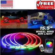 15.5" RGB Chasing Flow Single Row Wheel LED Ring Rim Lights For Truck Car Jeep
