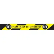 3" x 36" Please Keep Safe Distance Floor Strip Rectangle Vinyl Adhesive