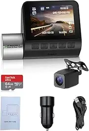 EqiEch Dual-Lens Dash cam,Traffic Recorder,Dash Cam 4K with WiFi APP and Rear Dual Dash Camera for Cars, Display Dashcam,170°Wide Angle Dashboard Camera Recorder