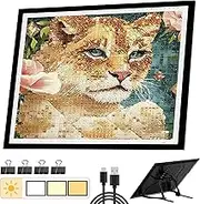 A3 Light Pad for Diamond Painting with Foldable Stand, Diamond Art Light Board 3 Colors Stepless Dimmable and 10 Levels of Brightness,16"x13" Diamond Painting Easel for Tracing, Sketching
