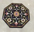 12" Black round Marble Center Table Top Unique Design Inlay lapis Coffee Table