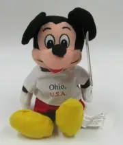 Disney Store Mini Bean Bag Mickey Mouse wearing Ohio USA Plush with Tags