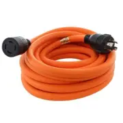 AC WORKS Extension Cord 50-ft Heavy-Duty W/Twist-Lock Plug Indoor/Outdoor Orange