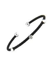 Clover 14K & Stainless Steel 0.02 ct. tw. Diamond Bangle Bracelet