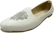 [Step n Style] Men's Punjabi Jutti Cream Loafers Slip On Flats Shoes Ethnic Handmade Sherwani Mojari Indian Juti