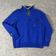 Polo Ralph Lauren Quilted Pullover Men’s Medium Quarter Snap Button Blue NWT
