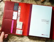 book cover notebook jacket slipcase bag pocket holder cow Leather red W721