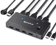 USB Type-C KVM Switch 2In1 Out 4K@60Hz,Hdmi Monitor & USB Devices-Power Delivery