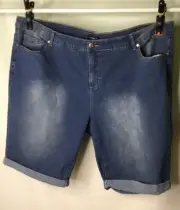 AUTOGRAPH MID BLUE DENIM STRETCH “GIRLFRIEND” JEAN SHORTS SZ 26 No 5