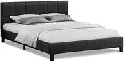 ALFORDSON Bed Frame Base Double Size, Bed Platform Foundation with Linen Fabric Upholstered Tufted Headboard for Mattress Topper, Platt Fabric Charcoal
