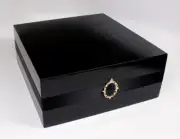 Black & Gold Wooden Wedding Cake Stand Box, Black Gold Cake Stand, Cupcake Stand