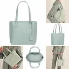 OROTON Shopper Tote Bag Anna Shoulder Pebble Leather Mini Mist Blue NWT Dustbag