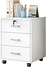GRIPITHPY 3-Drawer Rolling File Cabinet,Office Storage Cabinet with Lock,Printer Stand with Storage Drawer,Office Filing Cabinet Organizer,for Home and Professional Office(D14.5*W13.4*H23.2, White)