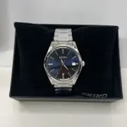 Classic Quartz Blue Dial Silver Bracelet Analog Men's Seiko Watch SUR309
