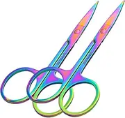 2Pcs Nail Scissors - Curved Blade - Stainless Steel - for Manicure, Pedicure, Cuticle, Thick Toenails, Beard, Nose, Hair-Trimming - Unisex Grooming Nail Scissors for Toenails ﻿