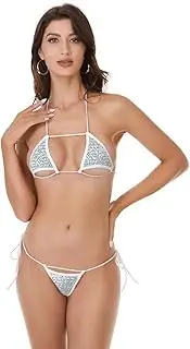 Dadress Women's Sequin Bikini Set Shiny Extreme Sexy Swimsuit Spaghetti Strap Micro Bikini Bathing Suits