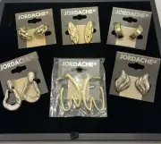 VTG Jordache Earrings Lot Of 6 Dangle Studded Retro 80s 90s Gold Silver Tones