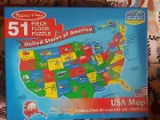 Melissa & Doug - 51 Piece Floor Puzzle/United States Map 3 Ft. x 2 Ft - NEW