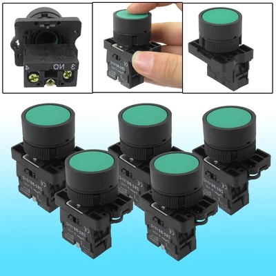 5pcs 22mm 1 NO N/O Green Sign Momentary Push Button Switch AC 240V 3A ZB2-BE101C