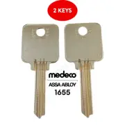 TWO (2) KEY BLANKS FIT MEDECO LOCKS #1655 FIRE KING 5-PIN BLANK
