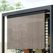 [Instahut] Outdoor Blinds, 3 x 2.5m PVC Roller Blind Window Retractable Awning Sun Shade Balcony Privacy Screen Sunscreen Indoor Bedroom Kitchen Garden Patio, 185GSM Knit Fabric Brown