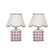 Set Of 2 Amos Ceramic Base Fabric Shade Table Light Lamp Purple