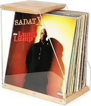 Vinyl Record Storage Holder, Solid Wood Display Rack Clear Record Album Holder Storage Crate Holds 50+ LPs, Organise Your Record Collection with Durable and Elegant Record Storage Solution