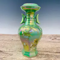 在飛比找Yahoo!奇摩拍賣優惠-古瓷器 古董瓷器 宋官窯七彩光飛天紋花瓶高23.5公分直徑1